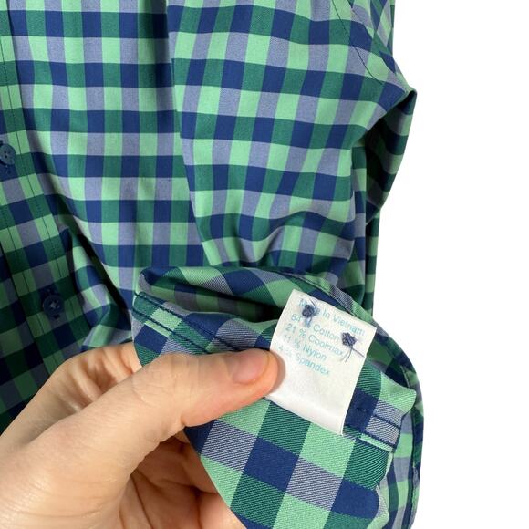 Twillory Performance Long Sleeve Button Up Shirt Tailored Blue Plaid Mens 16.5 - Picture 5 of 6